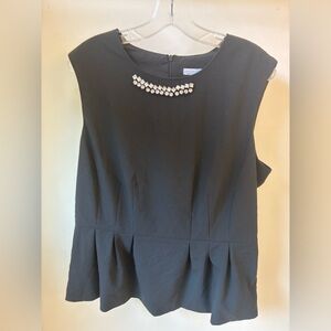 New York & Company Black Sleeveless Blouse with Jewel Detail